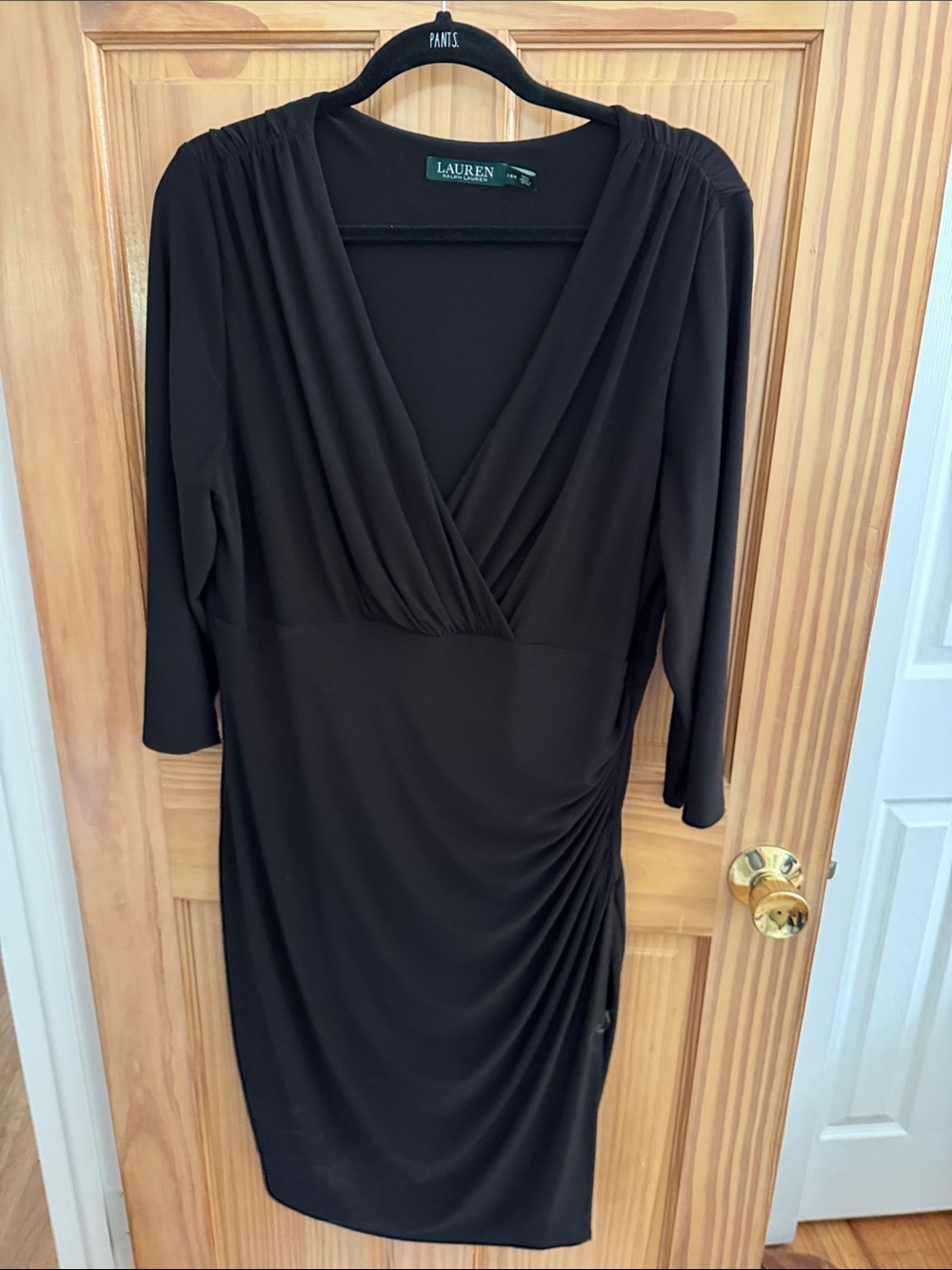 Ralph Lauren Black Faux-Wrap Midi Dress